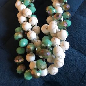 Bead necklace -off-white/cream with antique cracks